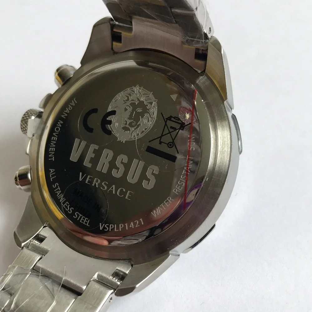 Versace Stainless Steel Chronograph Watch - Black Dial